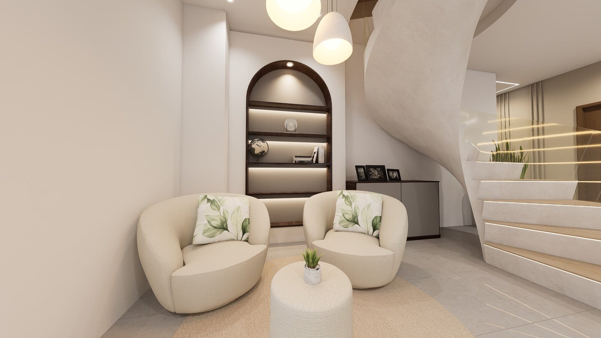 Rendu 3D — Duplex de 300 m², salon privé