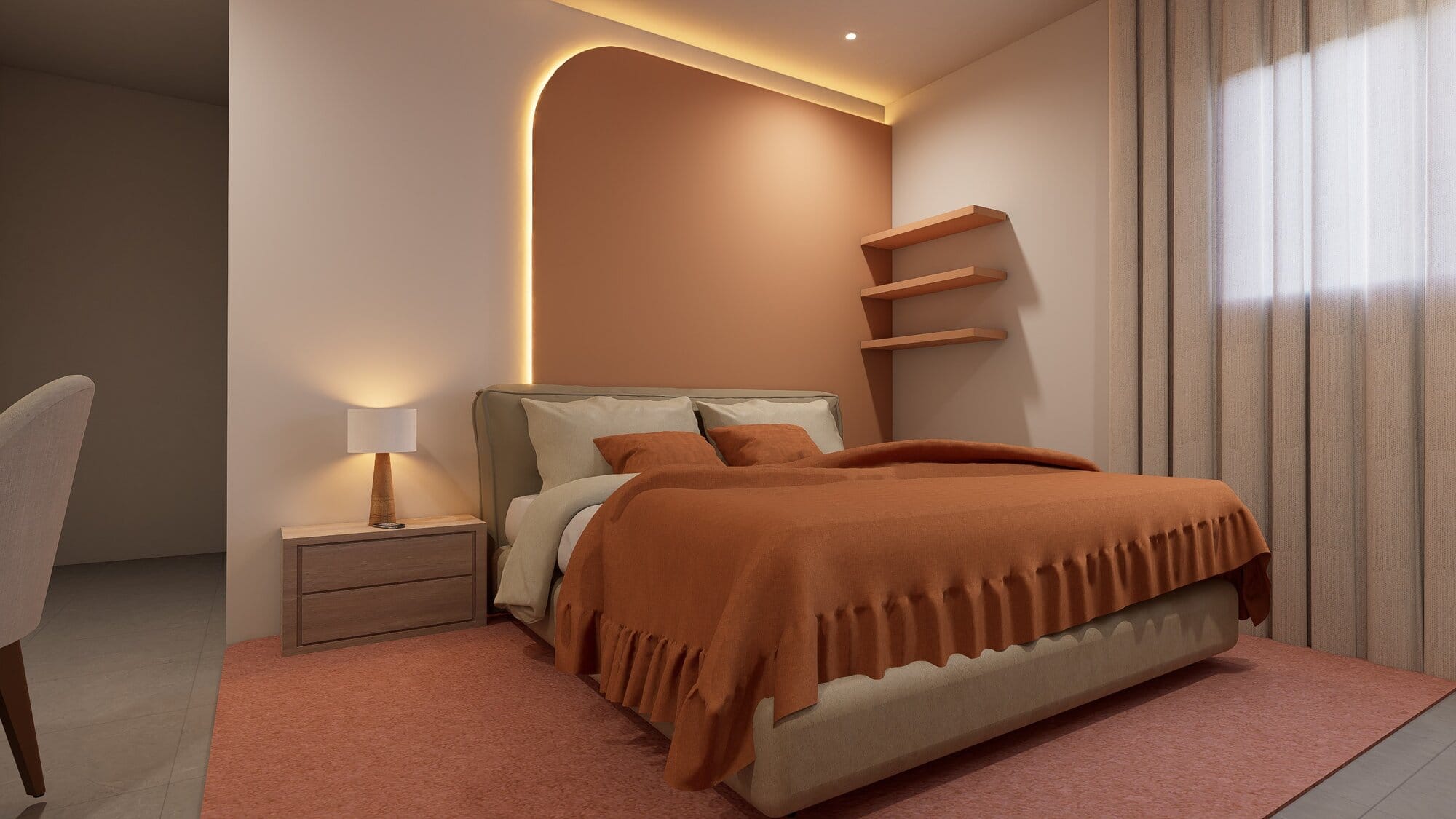 Rendu 3D — Duplex de 300 m², chambre
