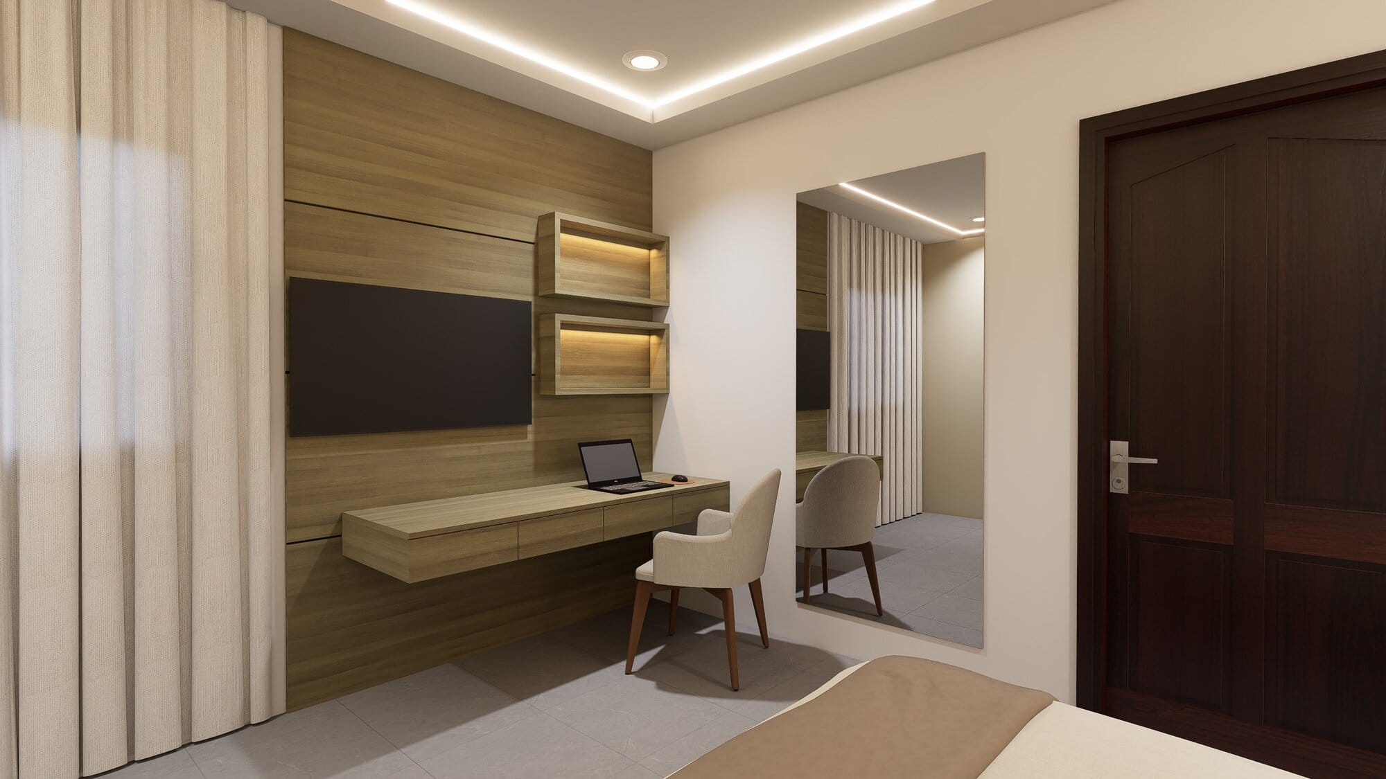 Rendu 3D — Duplex de 300 m², chambre