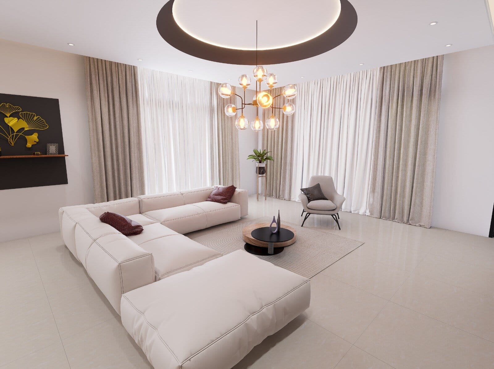Rendu 3D — Villa d'un particulier, salon