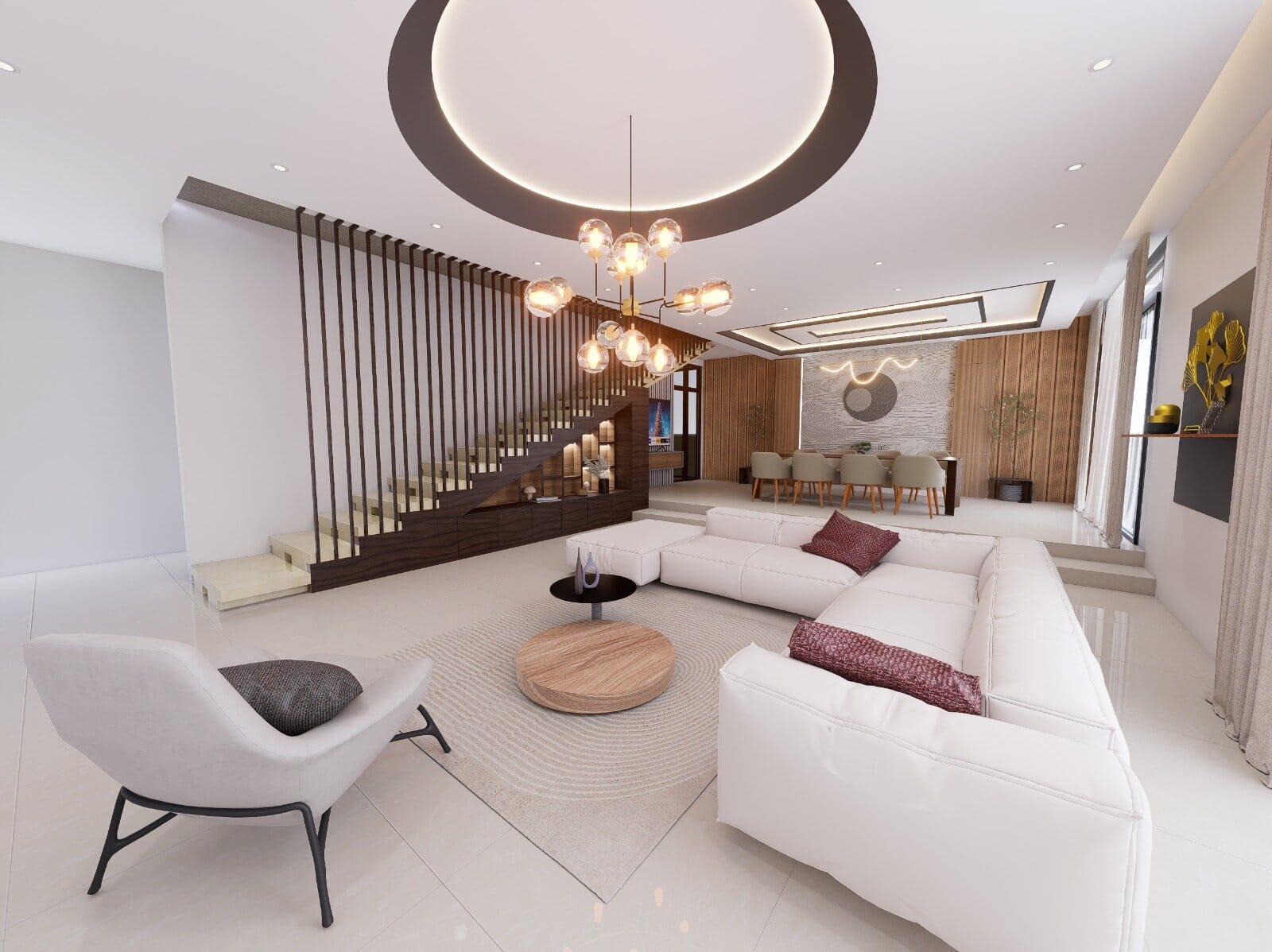 Rendu 3D — Villa d'un particulier, salon